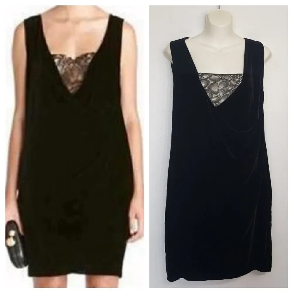 DIANE VON FURSTENBERG Casey black velvet mini dress size 0